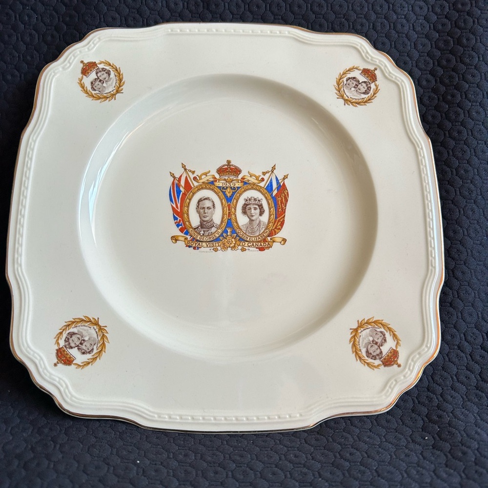 Two vintage King George and Queen Elizabeth royal visit to Canada plates.